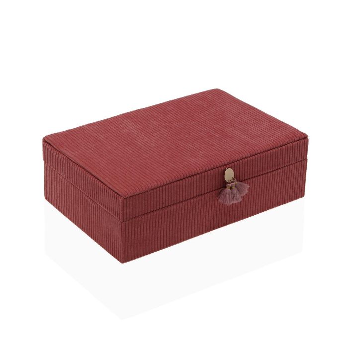 Joyero De Pana Rojo Con Espejo Versa 16X7CM (2 Unidades) 1 Joyero De Pana Rojo Con Espejo Versa 16X7CM (2 Unidades) 1