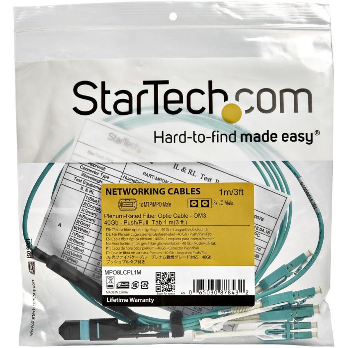 Cable fibra óptica Startech MPO8LCPL3M 3 m 4 Cable fibra óptica Startech MPO8LCPL3M 3 m 4