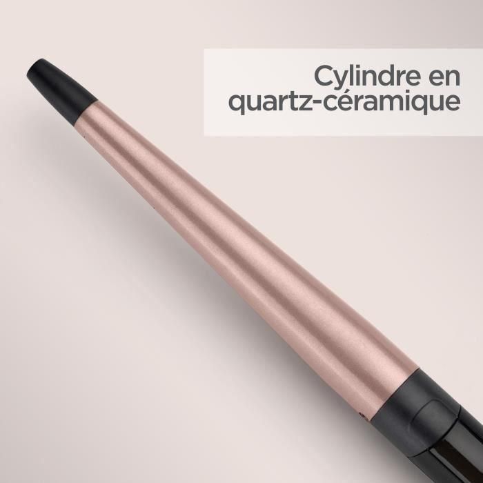 BaByliss C454E Rizador Varita Cónica Cerámica de Cuarzo 25-13mm 6 Temperaturas 160-210°C para Cabello Largo Calentamiento Rápido 5