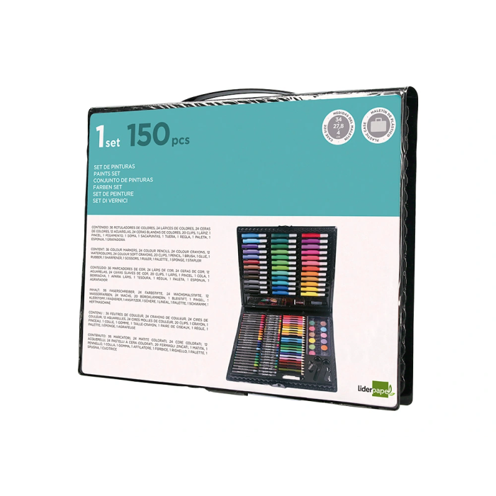 Liderpapel Estuche de Pintura Plástico 150 Piezas 36x31x4 cm 2