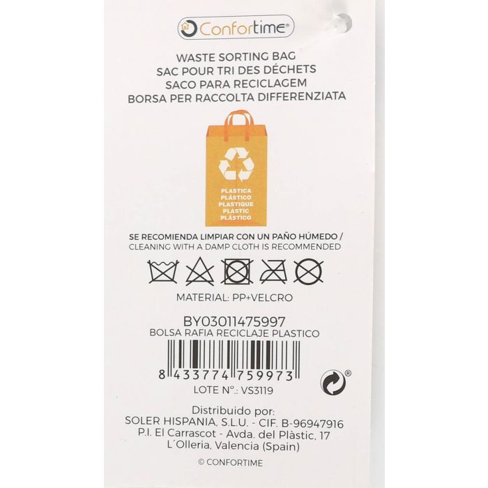 Confortime Bolsa Rafia Reciclaje Plastico 44 cm x 32 cm x 0.5 cm (24 Unidades)