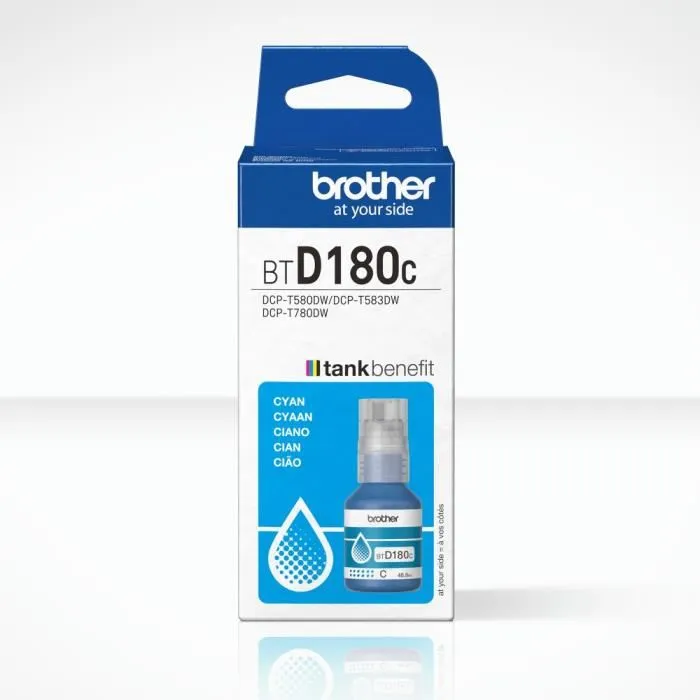 Brother BTD180C Botella de Tinta Cian Original Rendimiento 5000 Páginas Consumible para Impresoras de Tanque de Tinta