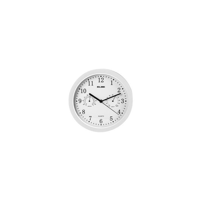 Reloj De Pared Temperatura Y Humedad 25Cm Blanco ELBE RP-2005-B