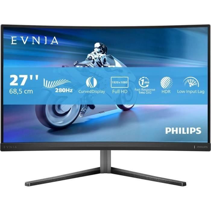 Monitor Gaming Curvo Philips Evnia 5000 27M2C5200W 27"/ Full HD/ 0.3ms/ 280Hz/ VA/ Regulable en altura/ Negro