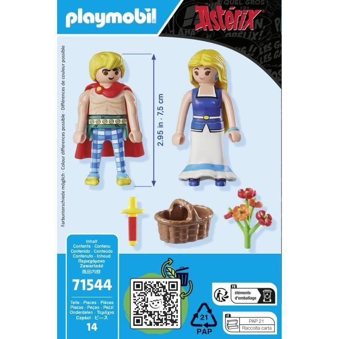 Playmobil Astérix Set de Figuras Tragicómix y Falbalá con Capa, Espada, Cesta y Ramo de Flores, Edad +5 años 3