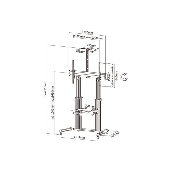 EQUIP Soporte para TV de suelo con ruedas EQ650605, hasta 100 kg y 100", aluminio 5