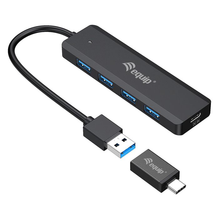 EQUIP HUB USB LIFE A 4 PUERTOS USB 3.2 INCLUYE ADAPTADOR USB-C 1