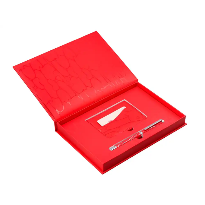 Belius Cocktails Boligrafo y Wallet Aluminio Rojo Plateado Relieve Tinta Azul Caja Diseño Elegante 5