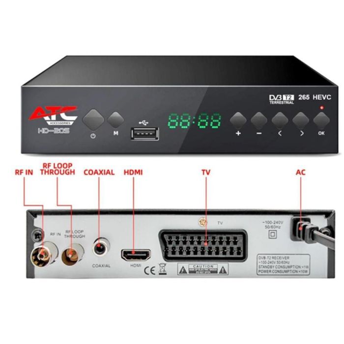 Atc Receptor Tdt HD-205 2 H.265 Full HD 1080p, USB, Timeshift, Negro 1