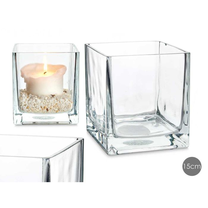 Portavelas de Cristal 15x15 cm - Giftdecor (12 Unidades)