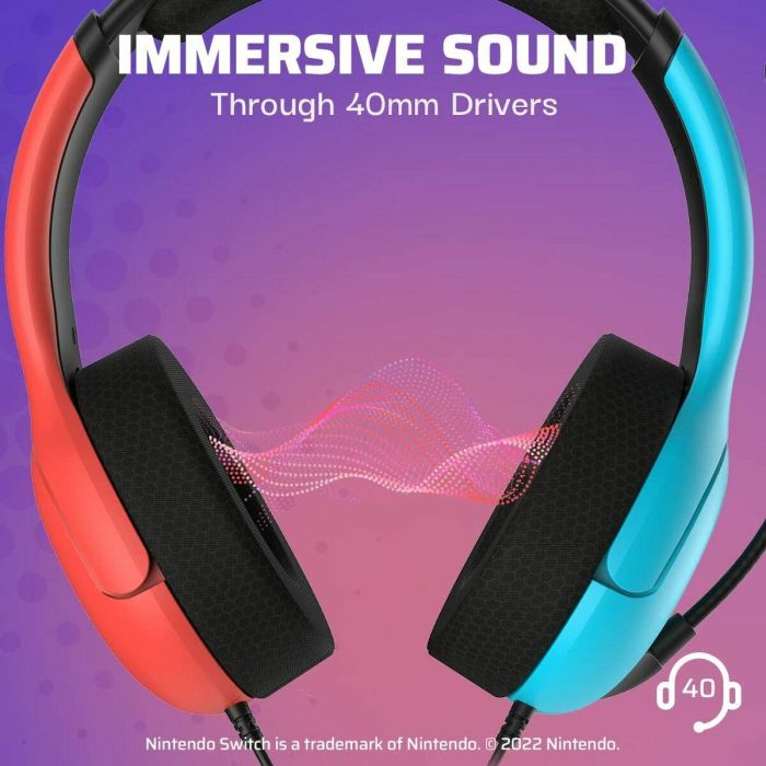 PDP LVL40 Auricular gaming con micrófono flexible y cancelación de ruido, altavoces 40mm, ligero y cómodo para Nintendo Switch azul/rojo 12 PDP LVL40 Auricular gaming con micrófono flexible y cancelación de ruido, altavoces 40mm, ligero y cómodo para Nintendo Switch azul/rojo 12
