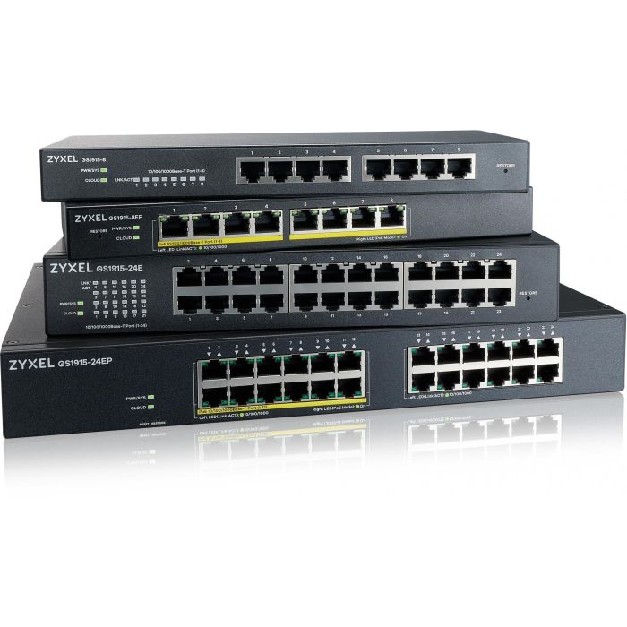 Zyxel GS1915-24EP-EU0101F Switch Gestionado 24 Puertos Gigabit, 12 PoE, 130W, Rack/Desktop, Sin Ventilador, Smart Hybrid Mode 2