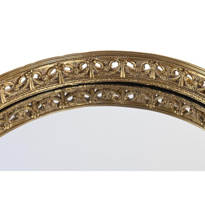 DKD Home Decor Bandeja Decorativa Neoclásica de Resina y Espejo, Colores Dorado y Plateado, Set de 2 Unidades, 38.5x38.5x8 cm