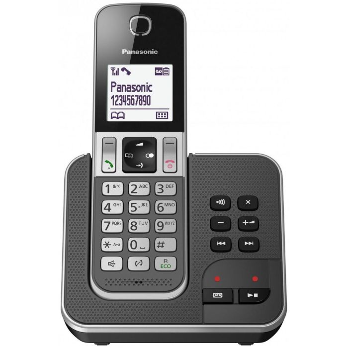 Panasonic KX-TGD320FRG Teléfono Inalámbrico con Contestador Automático (30 min), Solo Auricular, Directorio 120 Nombres, Teclado/Pantalla Iluminados, Negro 1