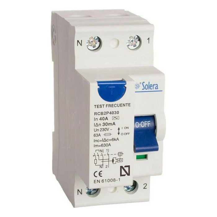 Solera Interruptor diferencial 2 polos 40a rcb2p4030 Blanco Baquelita