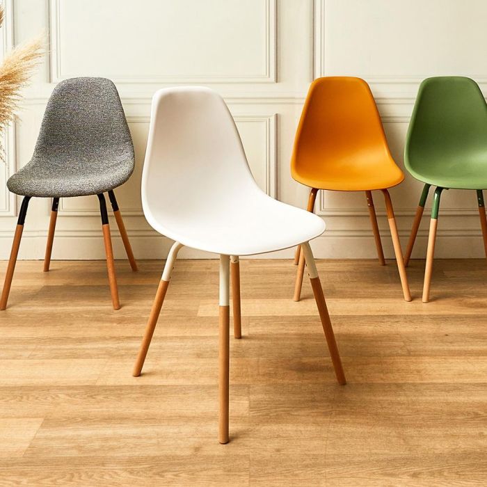 Home Deco Factory Silla Phenix Blanca Estilo Escandinavo - Polipropileno, Hierro, Haya - 55x45,9 cm; h.81,9 cm 6 Home Deco Factory Silla Phenix Blanca Estilo Escandinavo - Polipropileno, Hierro, Haya - 55x45,9 cm; h.81,9 cm 6