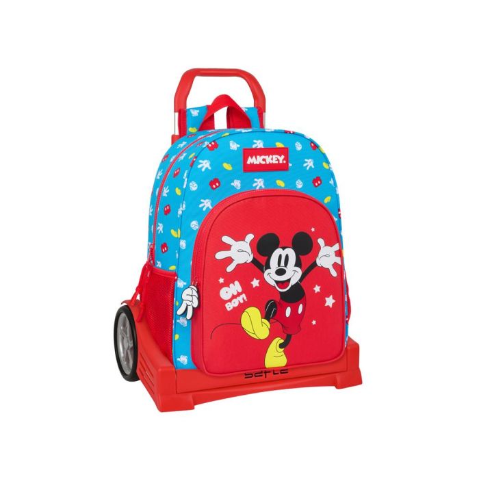 Mochila Escolar con Ruedas Mickey Mouse Clubhouse Fantastic Azul Rojo 33 x 42 x 14 cm