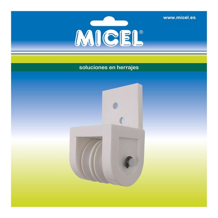 Micel tld19 92579 Polea frontal para pérgola, para dos cuerdas de 8mm, nylon, blanco 43x42x78mm 1