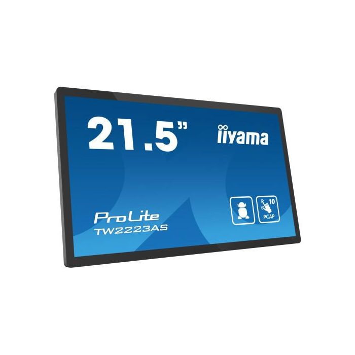 iiyama TW2223AS-B2 pantalla de señalización Panel plano interactivo 54,6 cm (21.5") Wifi 400 cd / m² Full HD Negro Pantalla táctil Procesador incorporado Android 12 24/7 3