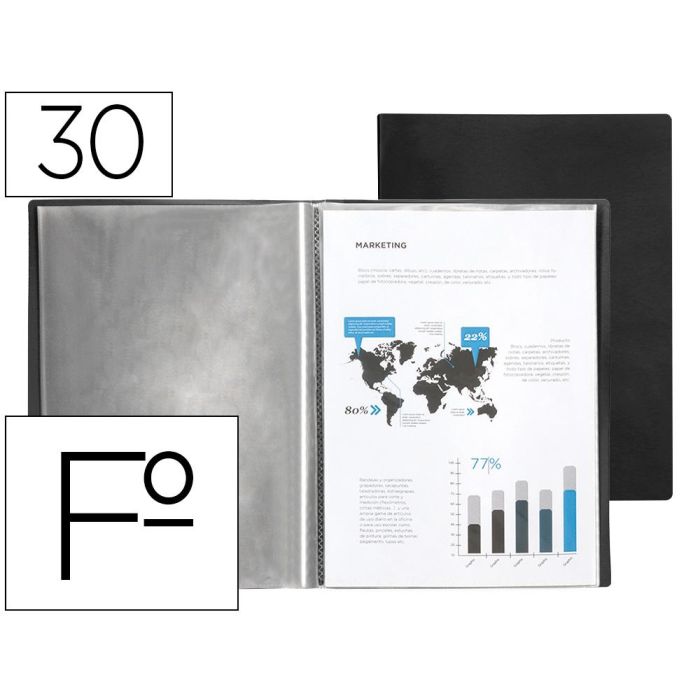 Carpeta Liderpapel Escaparate 30 Fundas Pvc Folio Negro