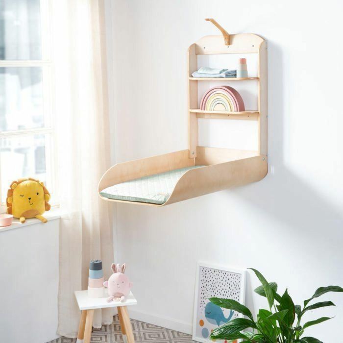 Cambiador de Pared y Plegable - ROBA - Madera Natural - Estantes Integrados - Diseño Minimalista 5 Cambiador de Pared y Plegable - ROBA - Madera Natural - Estantes Integrados - Diseño Minimalista 5