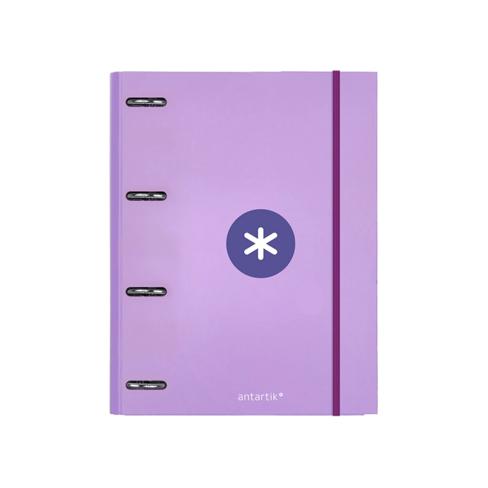 Antartik Carpeta con recambio a4 cuadro 5mm forrada 4 anillas 25mm redondas color lavanda 100 hojas 100g 6