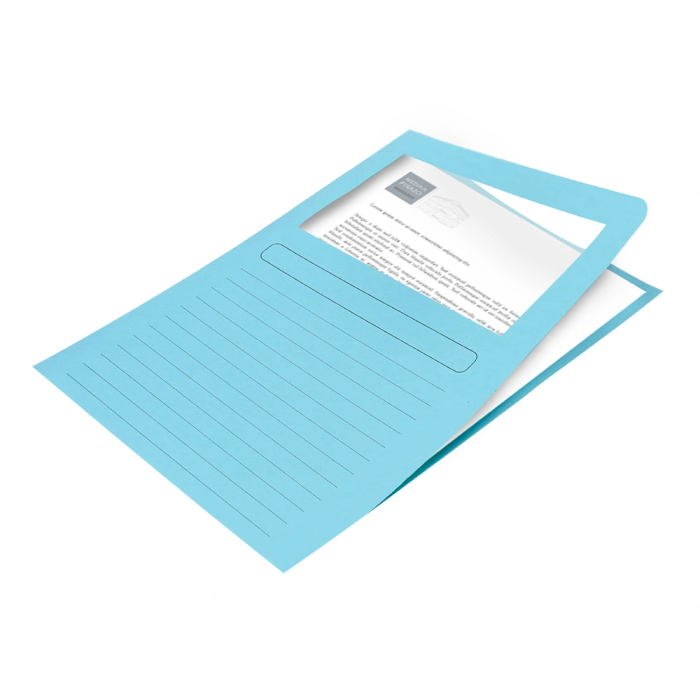 Q-connect Subcarpeta Cartulina A4 Azul con Ventana Transparente, 120 g/m² 8