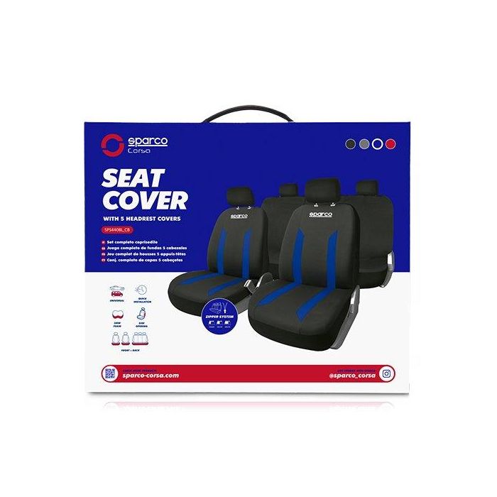 Sparco Juego Fundas Sabbia Negro-Azul SPCS440BL Juego Completo Fundas Asiento Coche Universal Polyester Foam Lavables 3 Sparco Juego Fundas Sabbia Negro-Azul SPCS440BL Juego Completo Fundas Asiento Coche Universal Polyester Foam Lavables 3