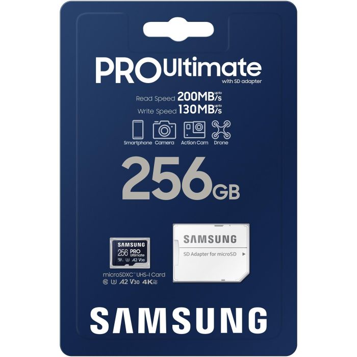 Samsung MB-MY256SA/WW Tarjeta de Memoria microSDXC Pro Ultimate 256GB 200/130MB/s U3 V30 A2 con Adaptador SD 4K UHD 7