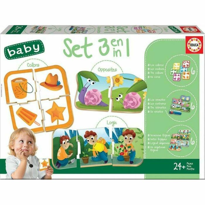 Educa Set de 3 Juegos Educativos para Bebés 24 Meses - Baby Colors y Baby Logic