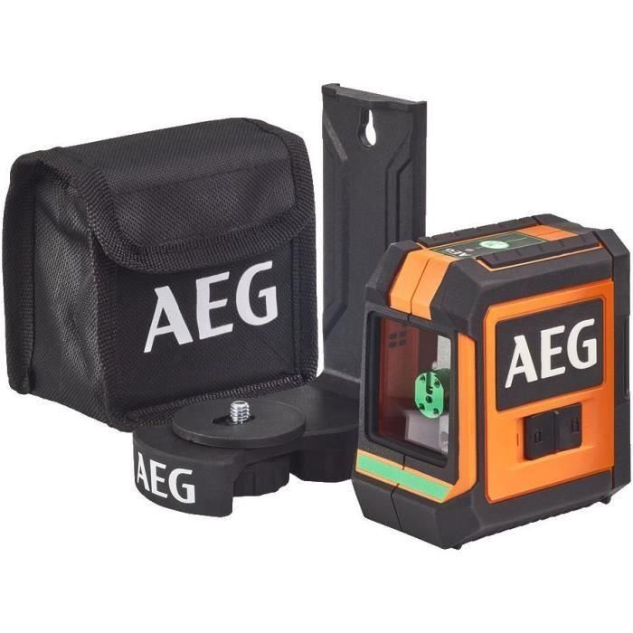 Medición láser AEG CLG220-B, alcance 20 m, láser verde, 2 líneas, con 1 adaptador, 2 pilas AA, 1 bolsa de almacenamiento, tira de velcro