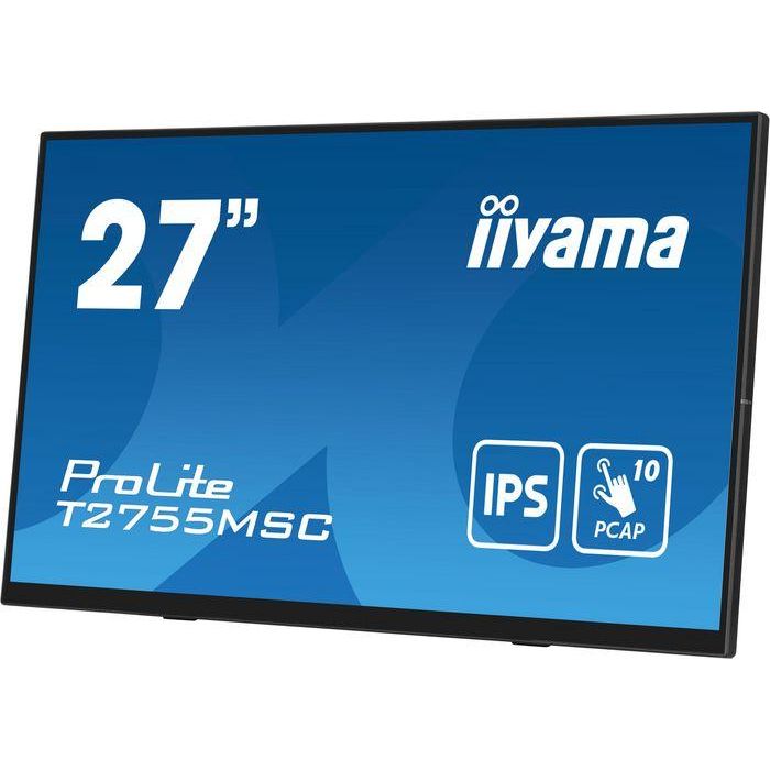 MONITOR IIYAMA 27" IPS BONDED PCAP 10P TOUCH, 1920X1080, FLAT BEZEL FREE GLASS FRONT, HDMI, DISPLAYPORT, 360CD/M², USB HUB 2X 3.2, SPEAKERS, BUILT-IN WEBCAM & MICROPHONE, BOOKSTAND (T2755MSC-B1) 9 MONITOR IIYAMA 27" IPS BONDED PCAP 10P TOUCH, 1920X1080, FLAT BEZEL FREE GLASS FRONT, HDMI, DISPLAYPORT, 360CD/M², USB HUB 2X 3.2, SPEAKERS, BUILT-IN WEBCAM & MICROPHONE, BOOKSTAND (T2755MSC-B1) 9