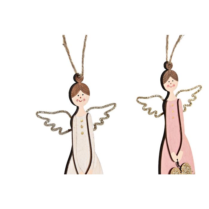 DKD Home Decor Decoración Colgante Navidad Fantasía Ángel Madera Rosa Palo Blanco, 24 Unidades, Surtido Aleatorio 1 DKD Home Decor Decoración Colgante Navidad Fantasía Ángel Madera Rosa Palo Blanco, 24 Unidades, Surtido Aleatorio 1