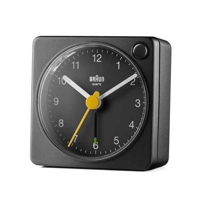 Braun BC-02-XB Reloj Despertador Clásico Analógico Negro con Luz de Fondo y Alarma Creciente