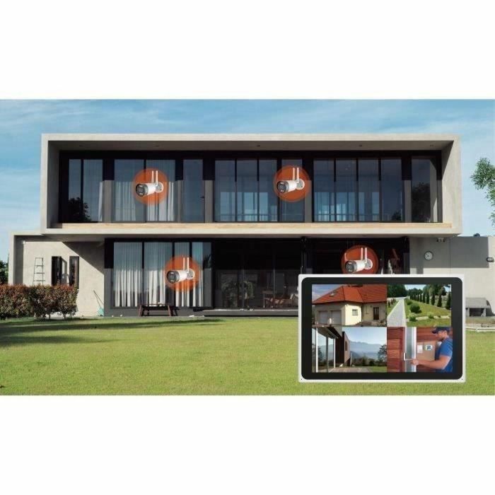 Link2Home Kit 2 Cámaras Wi-Fi + NVR con Pantalla LCD 10.1" - Sistema de Vigilancia 3MP con Detección Inteligente, Visión Nocturna, Almacenamiento 6 TB, IP55