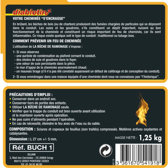 Leño para deshollinador - ACTO - DIABLOTIN - Leño para deshollinador Diablotin - Elimina hollín y alquitrán - Incluye folleto de mantenimiento 2