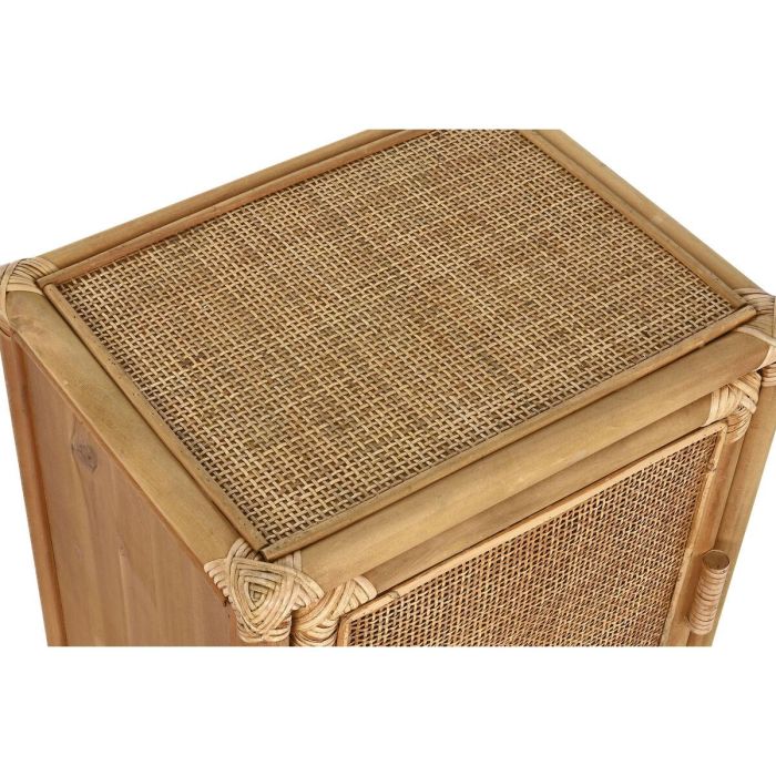 DKD Home Decor Mesita Auxiliar de Abeto y Ratán Tropical con 1 Puerta y 1 Estante Marrón Claro 46x35x60 cm 3 DKD Home Decor Mesita Auxiliar de Abeto y Ratán Tropical con 1 Puerta y 1 Estante Marrón Claro 46x35x60 cm 3