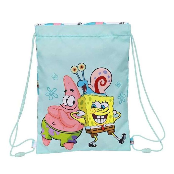 Bolsa Mochila con Cuerdas Spongebob Stay positive Azul Blanco 26 x 34 x 1 cm 3