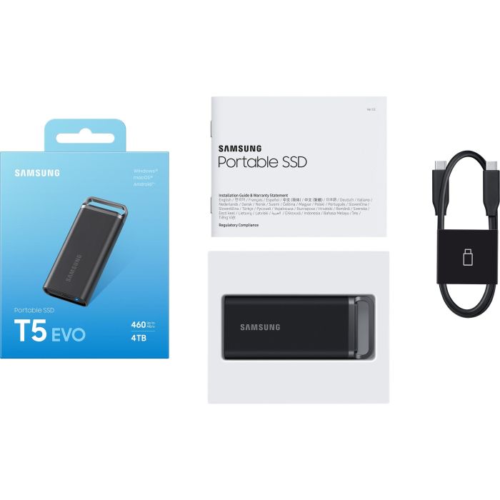 Samsung MU-PH4T0S Portable SSD 4TB T5 EVO USB 3.2 Gen1 Negro 460MB/s Disco Duro Externo 4