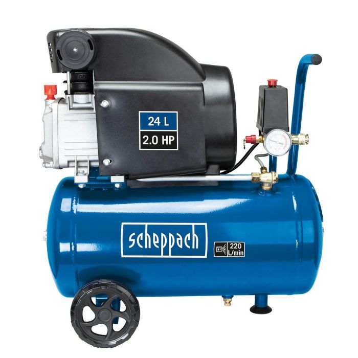 Scheppach HC26 Compresor de aire horizontal 24L 1500W 8 bares con 280ml aceite 6 Scheppach HC26 Compresor de aire horizontal 24L 1500W 8 bares con 280ml aceite 6