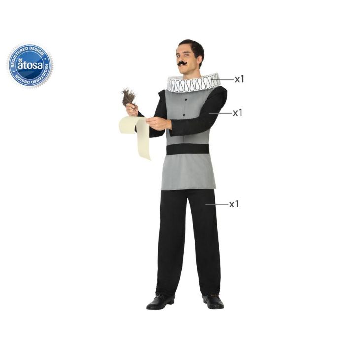 Disfraz de Escritor Hombre Adulto Temática Historia - Incluye Pantalón, Camisa, Cinturón y Cuello