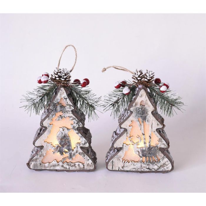 Decoracion Colgante Navidad Alpina DKD Home Decor Natural 5.5 x 14 x 10 cm (4 Unidades)