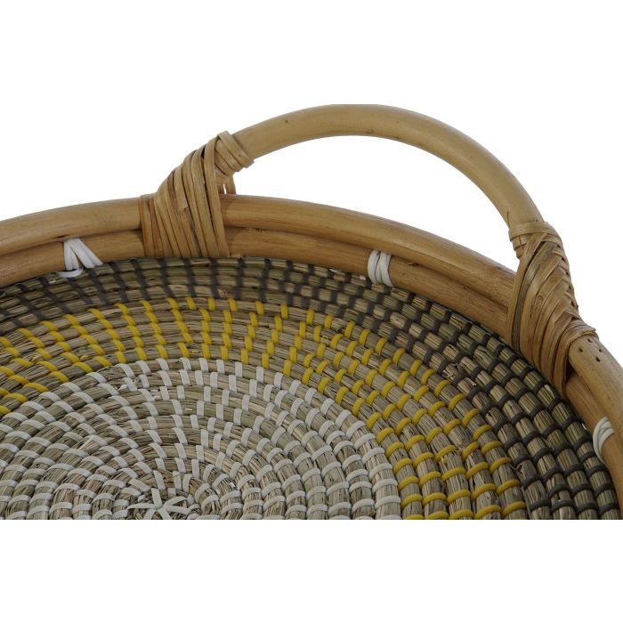 DKD Home Decor Bandeja Decoración Balines Natural Beige Ratán y Seagrass 40 x 8 x 40 cm 1