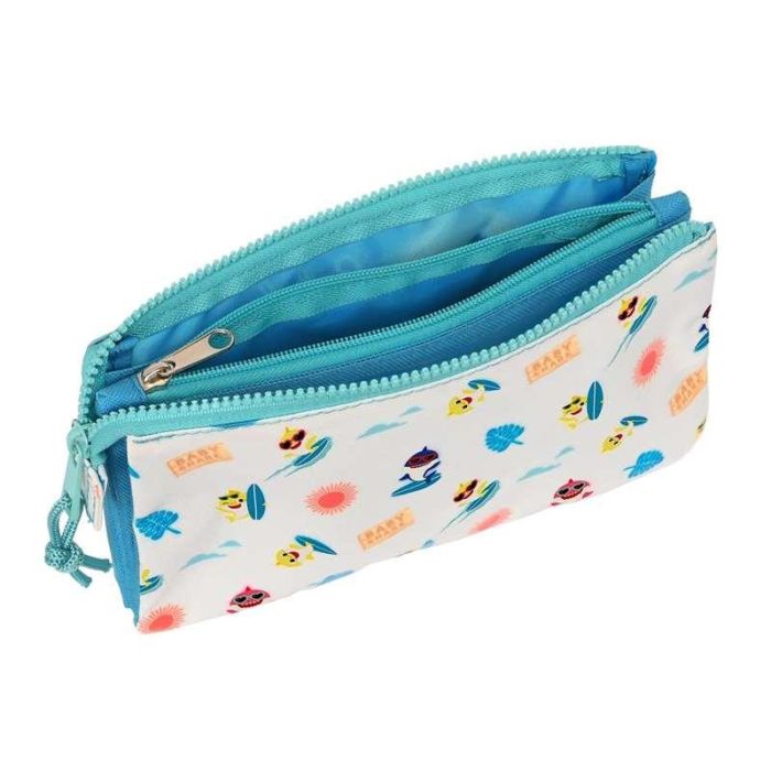 Portatodo Doble Baby Shark Surfing Azul Blanco 22 x 12 x 3 cm 1