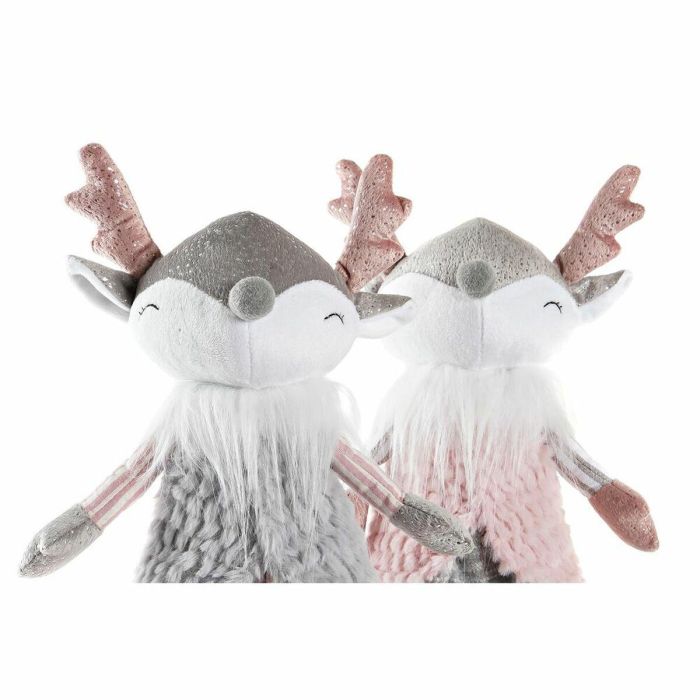 Figura Navidad Fantasia DKD Home Decor Rosa Gris 11 x 49 x 15 cm (2 Unidades) 2