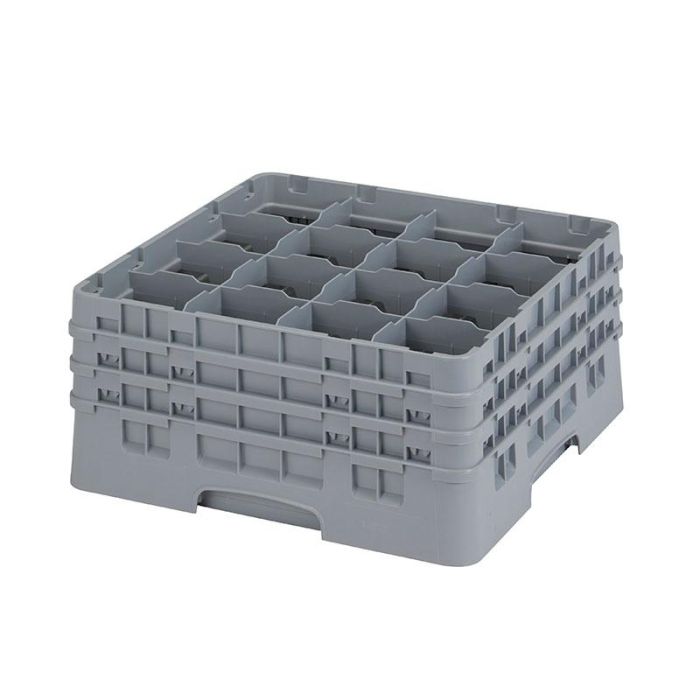CAMBRO - 16S738-151 - Cesta de lavado 16 comp. 3 alturas - 10,9 cm Ø máx. - alt. máx. 20 cm - 50 x 50 x 22,5 cm - Gris claro
