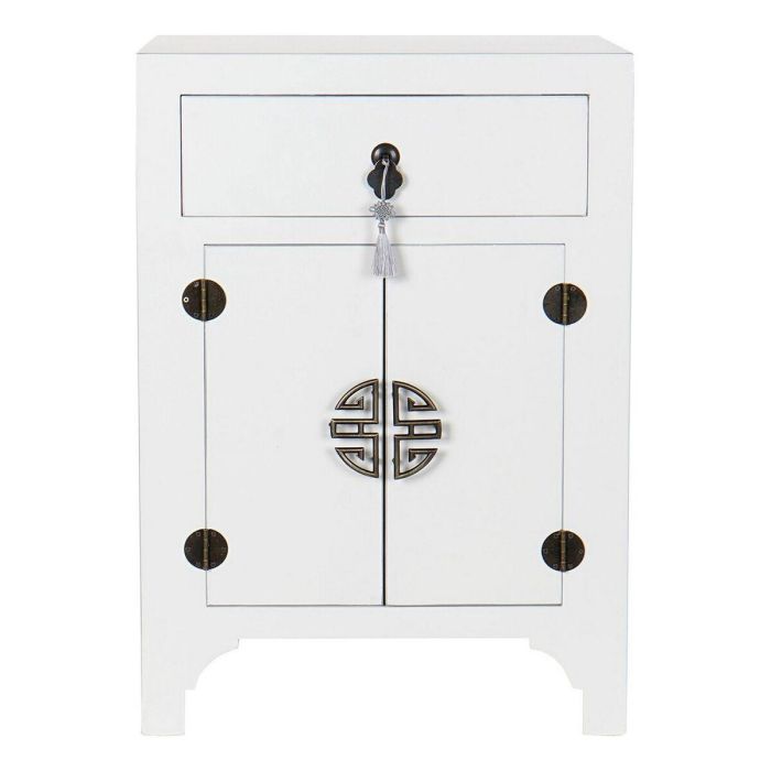 Mesita De Noche Oriental DKD Home Decor Blanco Plateado 34 x 66 x 45 cm 1 Mesita De Noche Oriental DKD Home Decor Blanco Plateado 34 x 66 x 45 cm 1