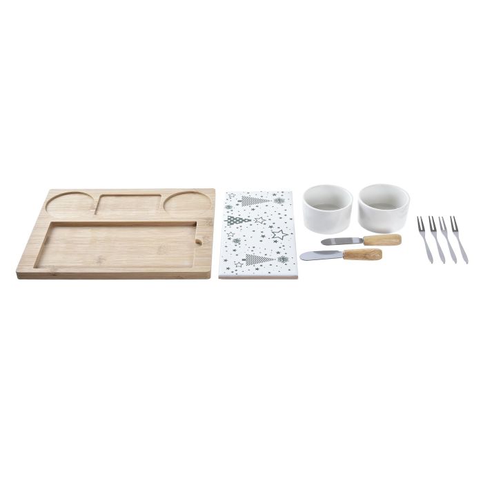 DKD Home Decor Tabla de Servir Aperitivos Navidad Tradicional Set de 10, Bambú y Gres, Verde Natural Blanco, 20x8x25 cm 2 DKD Home Decor Tabla de Servir Aperitivos Navidad Tradicional Set de 10, Bambú y Gres, Verde Natural Blanco, 20x8x25 cm 2
