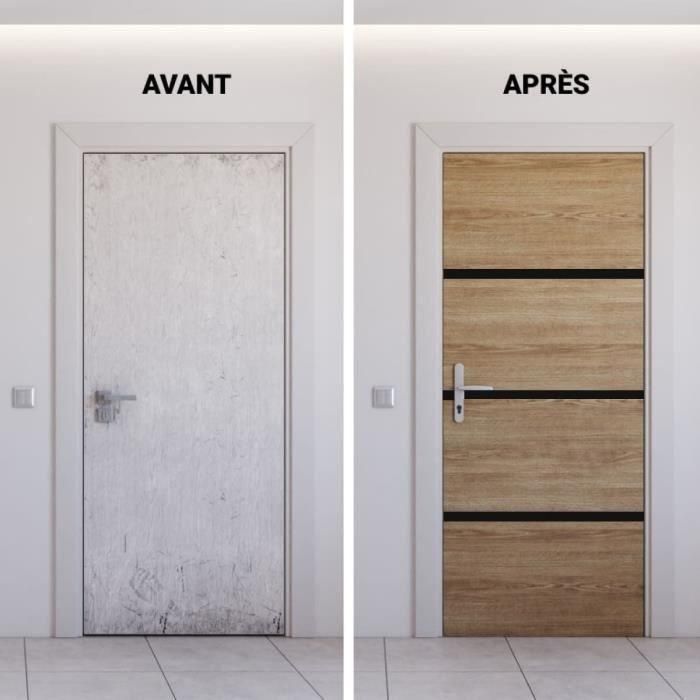Kit Renovación de Puertas - NORDLINGER PRO - 4 Hojas 85 x 50 cm y 3 Perfiles Negros 85 x 2 cm - Roble Natural 1 Kit Renovación de Puertas - NORDLINGER PRO - 4 Hojas 85 x 50 cm y 3 Perfiles Negros 85 x 2 cm - Roble Natural 1