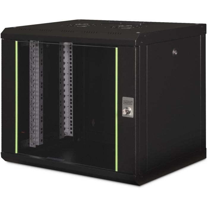Digitus Carcasa de pared Unique 9U 600x450mm con cerradura y paneles laterales, IP20, Negro